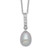 Sterling Silver Rhodium-plated 8-9mm Grey Teardrop Freshwater Cultured Pearl and CZ 17 inch Necklace