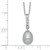 Sterling Silver Rhodium-plated 8-9mm Grey Teardrop Freshwater Cultured Pearl and CZ 17 inch Necklace