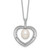 Sterling Silver Rhodium-plated 8-9mm Rice White Freshwater Cultured Pearl and CZ Open Heart 17 inch Necklace