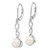 Sterling Silver Rhodium-plated 8-9mm White Button Freshwater Cultured Pearl 17 inch Necklace and Leverback Dangle Earrings Set
