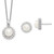 Sterling Silver Rhodium-plated 8-9mm White Button Freshwater Cultured Pearl and CZ 17 inch Necklace and Post Earrings Set - QH-27A6E7B9-1162