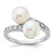 Sterling Silver Rhodium-plated 8-9mm White Button Freshwater Cultured Pearl and CZ Bypass Ring - QR-41BF4A0E-4194