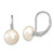 Sterling Silver Rhodium-plated 8-9mm White Button Freshwater Cultured Pearl Leverback Earrings