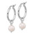 Sterling Silver Rhodium-plated 8-9mm White Near-Round Freshwater Cultured Pearl Dangle Hoop Earrings