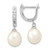 Sterling Silver Rhodium-plated 8-9mm White Rice Freshwater Cultured Pearl and CZ Dangle Hoop Earrings