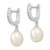 Sterling Silver Rhodium-plated 8-9mm White Rice Freshwater Cultured Pearl and CZ Dangle Hoop Earrings