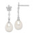 Sterling Silver Rhodium-plated 8-9mm White Rice Freshwater Cultured Pearl and CZ Flower Post Dangle Earrings
