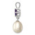 Sterling Silver Rhodium-plated 8-9mm White Teardrop Freshwater Cultured Pearl and .75AM Amethyst Pendant