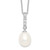 Sterling Silver Rhodium-plated 8-9mm White Teardrop Freshwater Cultured Pearl and CZ 17 inch Necklace