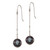 Sterling Silver Rhodium-plated 9-10mm Black Round Freshwater Cultured Pearl Dangle Earrings