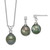 Sterling Silver Rhodium-plated 9-10mm Black Teardrop Tahitian Saltwater Cultured Pearl and CZ 17 inch Necklace and Post Dangle Earrings Set
