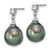 Sterling Silver Rhodium-plated 9-10mm Black Teardrop Tahitian Saltwater Cultured Pearl and CZ 17 inch Necklace and Post Dangle Earrings Set