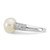 Sterling Silver Rhodium-plated 9-10mm Button White Freshwater Cultured Pearl and CZ Size 7 Ring