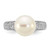 Sterling Silver Rhodium-plated 9-10mm Button White Freshwater Cultured Pearl and CZ Size 7 Ring