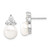 Sterling Silver Rhodium-plated 9-10mm White Button Freshwater Cultured Pearl and CZ 17 inch and Post Earrings Set
