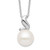 Sterling Silver Rhodium-plated 9-10mm White Button Freshwater Cultured Pearl and CZ 17 inch Necklace