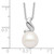 Sterling Silver Rhodium-plated 9-10mm White Button Freshwater Cultured Pearl and CZ 17 inch Necklace