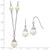 Sterling Silver Rhodium-plated 9-10mm White Near-Round Freshwater Cultured Pearl 18 inch Necklace and Dangle Earrings Set