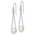 Sterling Silver Rhodium-plated 9-10mm White Semi-Round Freshwater Cultured Pearl and CZ Dangle Earrings