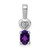 Sterling Silver Rhodium-plated Amethyst & Diam. Pendant - QB-A3D26565-7229