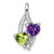 Sterling Silver Rhodium-plated Amethyst & Peridot Diamond Pendant
