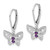 Sterling Silver Rhodium-plated Amethyst and Diamond Butterfly Earrings - QE-3998EC8B-2709