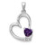 Sterling Silver Rhodium-plated Amethyst and Diamond Heart Pendant - QP-40F29521-2053