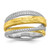 Sterling Silver Rhodium-plated and Gold-tone CZ Textured Brushed 4-Row Size 6 Ring