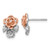 Sterling Silver Rhodium-plated and Rose Gold-plated CZ Flowers Post Earrings