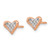 Sterling Silver Rhodium-plated and Rose Gold-plated CZ Heart Post Earrings