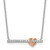 Sterling Silver Rhodium-plated and Rose-tone Polished CZ Heart Bar 16 Inch with 2 Inch Extension Necklace