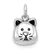 Sterling Silver Rhodium-plated Antiqued Cat Head Pendant