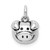 Sterling Silver Rhodium-plated Antiqued Pig Head Pendant