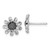 Sterling Silver Rhodium-plated Antiqued Sunflower Post Earrings