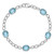 Sterling Silver Rhodium-plated Aqua Blue CZ Textured Link Bracelet