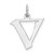 Sterling Silver Rhodium-plated Artisan Block Letter V Initial Charm