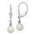 Sterling Silver Rhodium-plated Beaded 6-7mm White Near-Round Freshwater Cultured Pearl Leverback Dangle Earrings