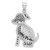Sterling Silver Rhodium-plated Black and Clear CZ Dog Pendant