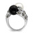 Sterling Silver Rhodium-plated Black and White Plastic Imitation Pearl Marcasite Ring - QR-DFA154CF-1898