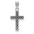 Sterling Silver Rhodium-plated Black Enameled Cross Hatch Cross Charm