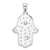 Sterling Silver Rhodium-plated Blue and White CZ Hamsa Eye Pendant