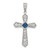 Sterling Silver Rhodium-plated Blue CZ Center & CZ Passion Cross Pendant