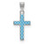 Sterling Silver Rhodium-plated Blue Enameled Cross Hatch Cross Charm