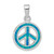 Sterling Silver Rhodium-plated Blue Inlay Created Opal Peace Sign Pendant - QP-D783B8EB-7395