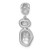 Sterling Silver Rhodium-plated Brushed and Polished Crystal Chain Slide Pendant