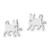 Sterling Silver Rhodium-plated Cat w/Heart Post Earrings