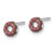 Sterling Silver Rhodium-plated Children's Brown with Pink and White Enamel Sprinkled Donut Post Earrings