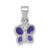 Sterling Silver Rhodium-plated Children's Purple Enamel Butterfly Pendant