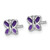Sterling Silver Rhodium-plated Children's Purple Enamel Butterfly Post Earrings