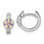 Sterling Silver Rhodium-plated Children's Purple, Yellow and Pink Enamel Flower Hinged Hoop Earrings